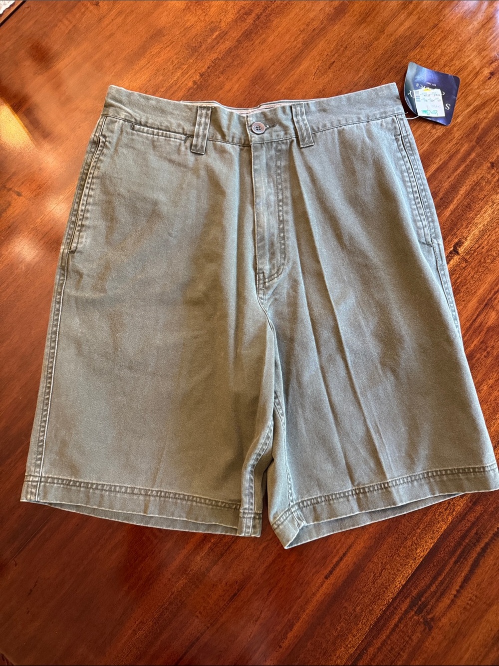 Men's Olive Green Flat Front Cotton Shorts